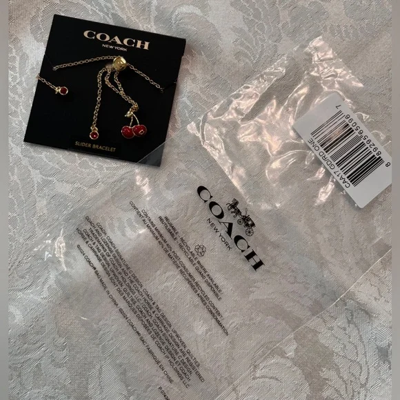 Coach Gold and Red Cherry Slider Bracelet Lariet - Picture 4 of 4